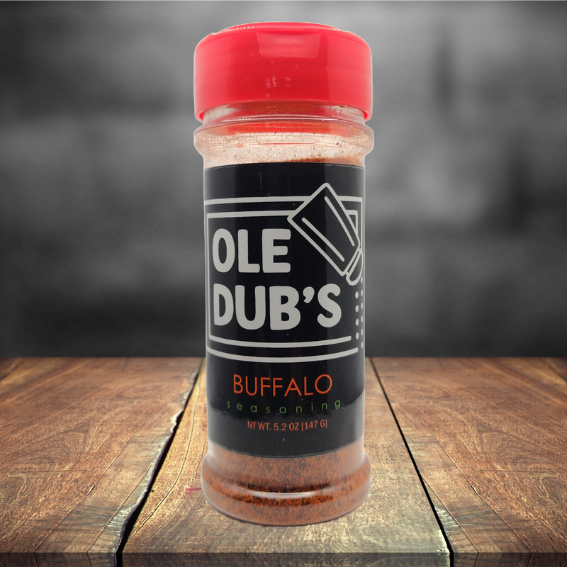 An image of a container of Ole Dub's Buffalo seasoning.  This product is part of Grand Peak Meat's spice line.